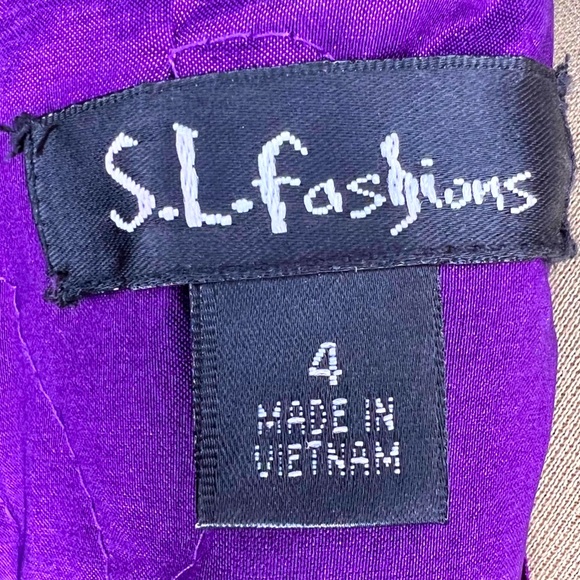 S.L. Fashions Purple Ruffle Collar Cocktail Dress - Picture 7 of 10